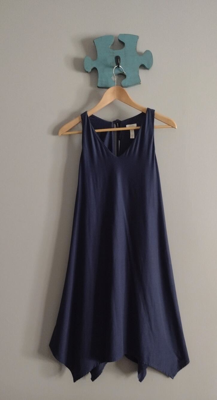 Soma Navy Blue Sleeveless Handkerchief Hem Stretch Tank Dress Small